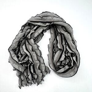 Black & Grey Ruffle Fashion Scarf